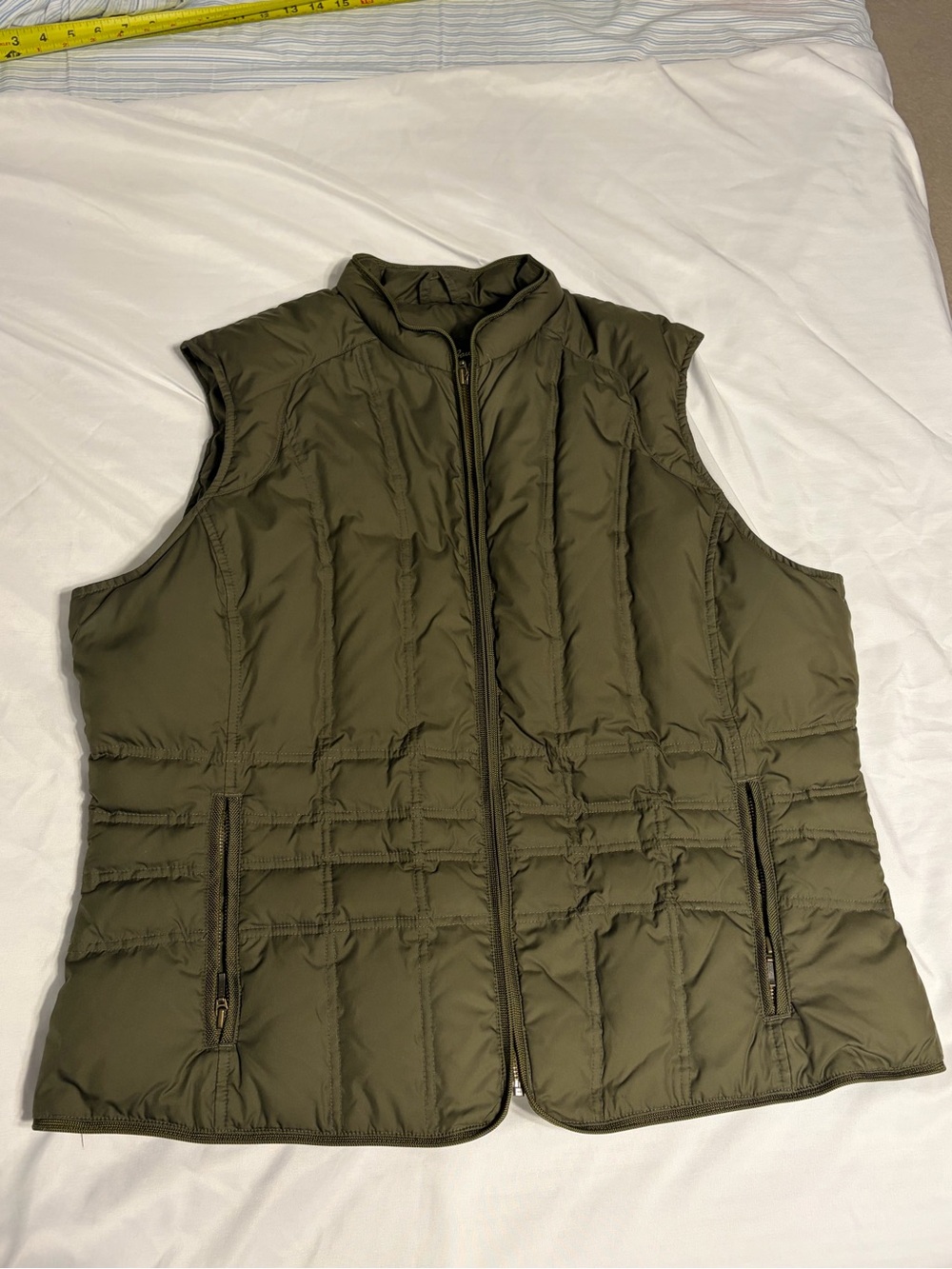Eddie Bauer Goose Down Quilted Puffer Vest Olive Green XXL